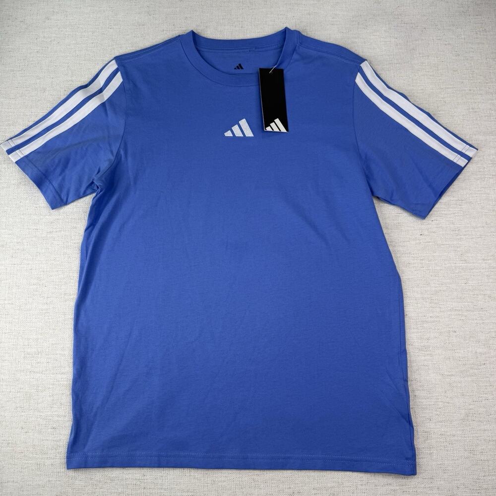Adidas Climalite Youth L (14/16) Blue Logo Graphic T Shirt Boys Athletic
